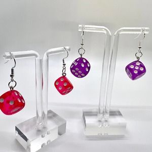 Dice Earrings - Gambler Earrings - Las Vegas Earrings - Retro Toy Earrings